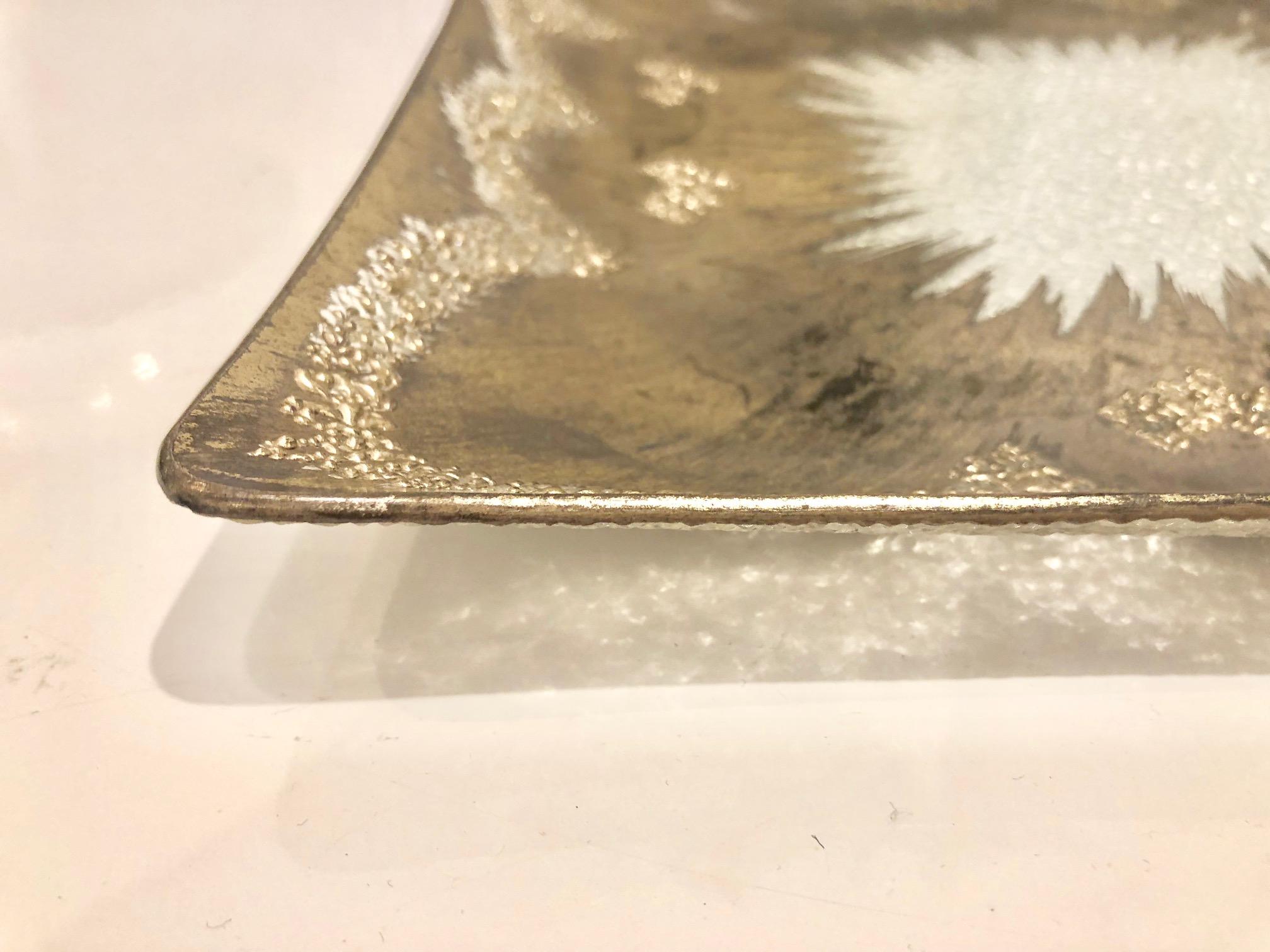 Silvered Dorothy Thorpe Sterling-on-Crystal Tray, Circa 1960s For Sale