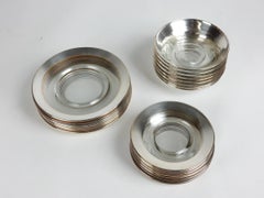 Dorothy Thorpe Sterling Silver Banded Glass Bowl and Plate Table Set