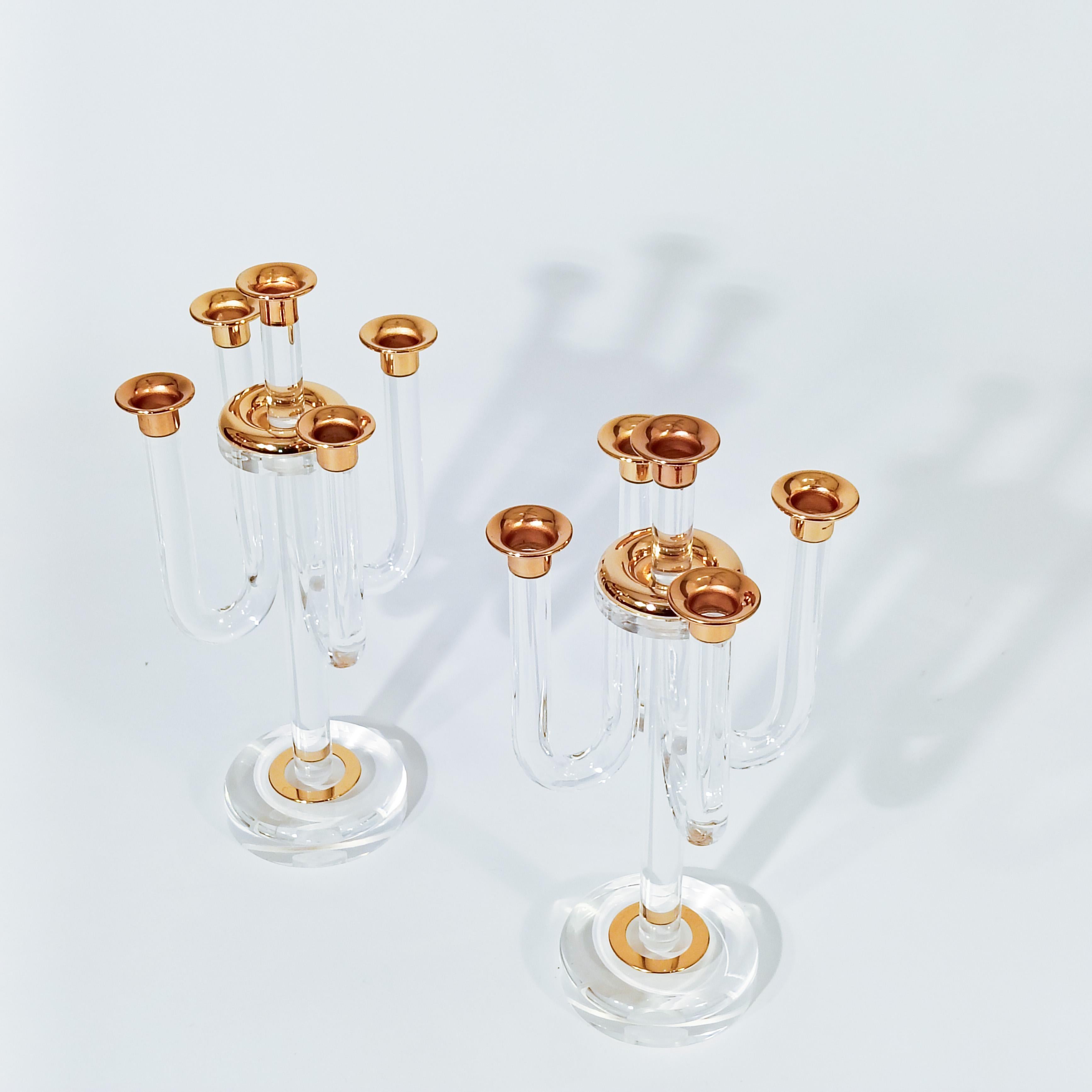 Fatto a mano Stile Dorothy Thorpe. Candelabri Hollywood Regency, Italia, anni '80 in vendita