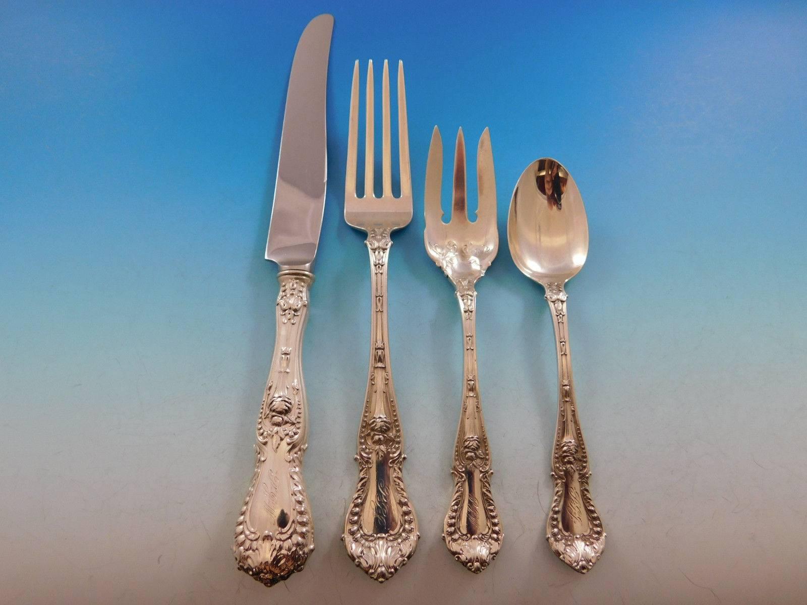 Dorothy Vernon by Whiting Sterling Silver Flatware Set 8 Service 68 Pcs Dinner In Excellent Condition For Sale In Big Bend, WI