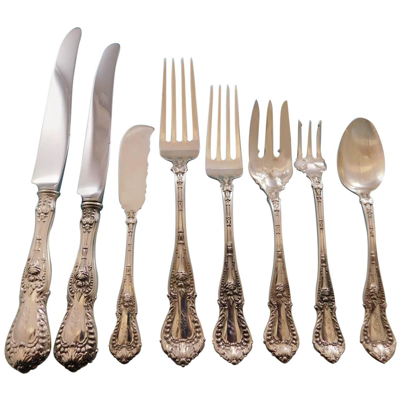 Dorothy Vernon by Whiting Sterling Silver Flatware Set 8 Service 68 Pcs Dinner