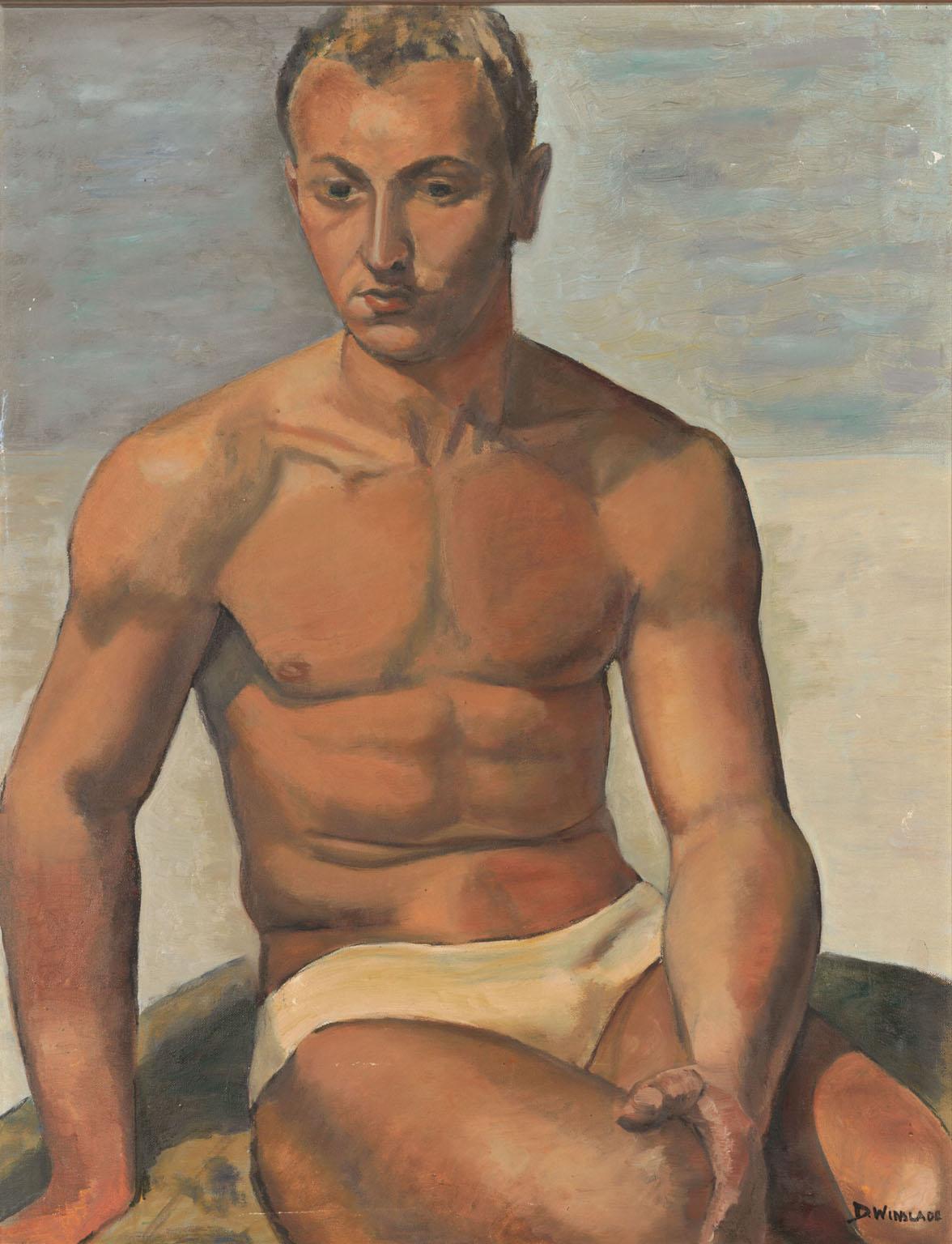 Dorothy Winslade Figurative Painting - Portrait of a Male Nude