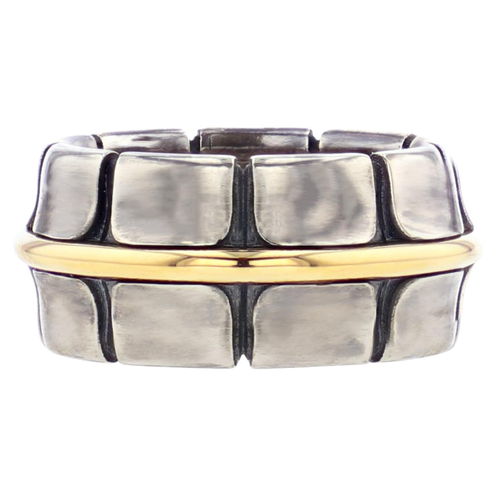 Dorsal Bandeau Ring in 18k Yellow Gold & Distressed Silver by Elie Top For Sale