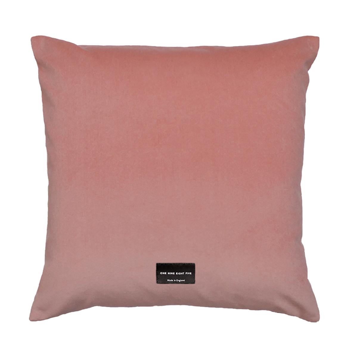Dorsey Geometric Stripe Pink Velvet Cushion In New Condition For Sale In London, GB