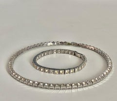 Dorsons Demi-Parure Set in Sterling Silver ; Tennis Bracelet + Tennis Necklace