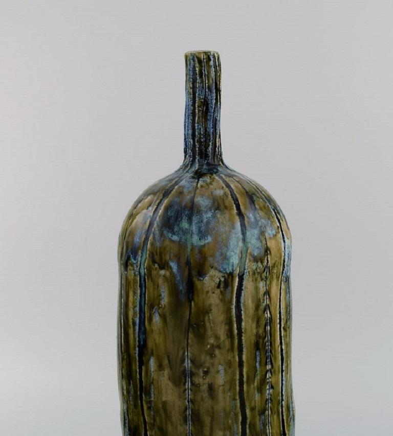 Contemporary Dorte Sandal, Denmark, Large Unique Vase in Glazed Stoneware For Sale