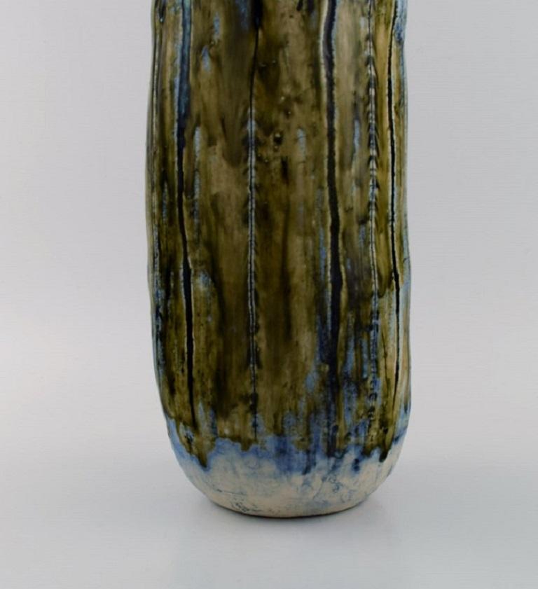 Dorte Sandal, Denmark, Large Unique Vase in Glazed Stoneware For Sale 1