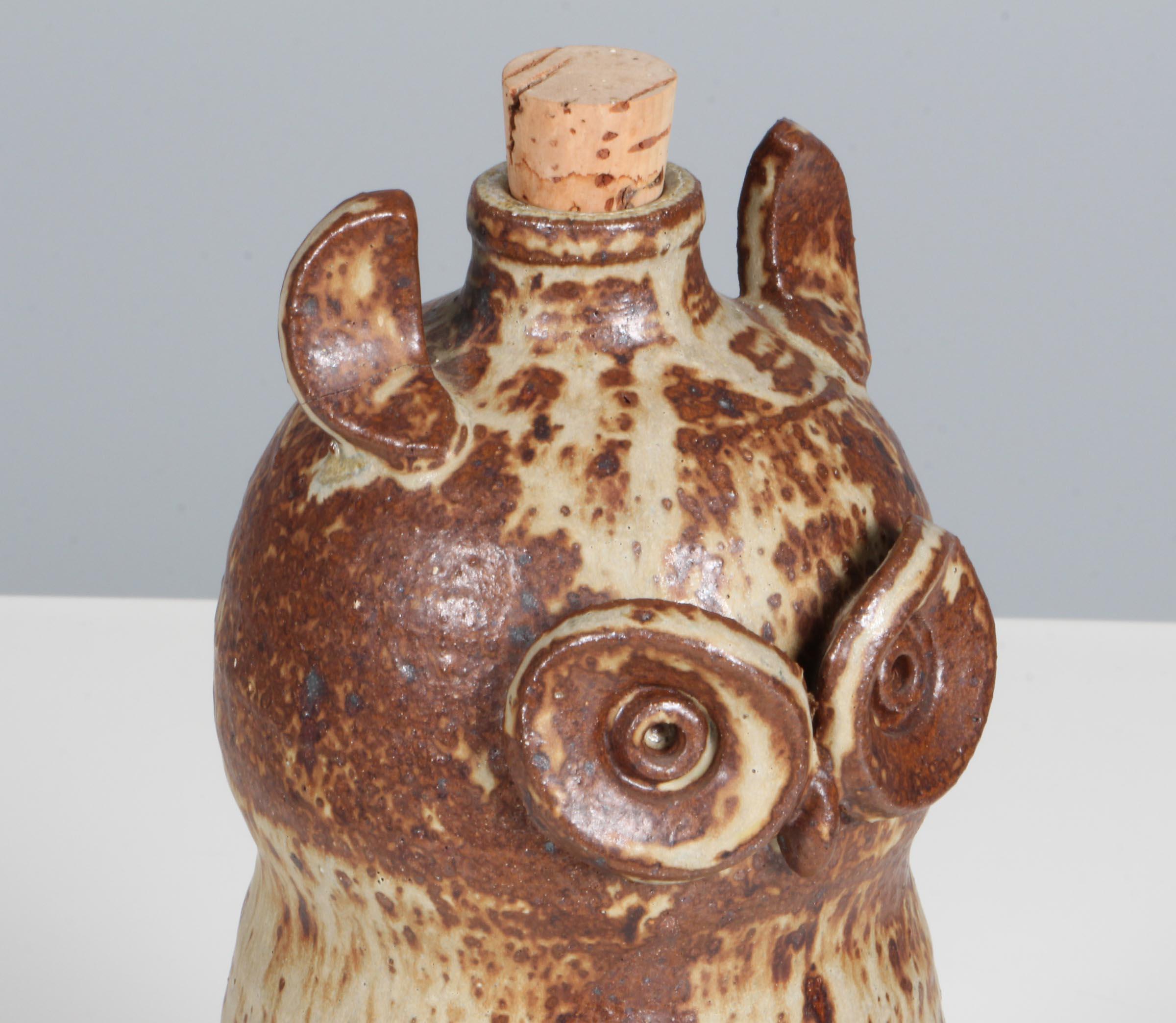 Scandinavian Modern Dorte Visby glazed ceramic bottle For Sale