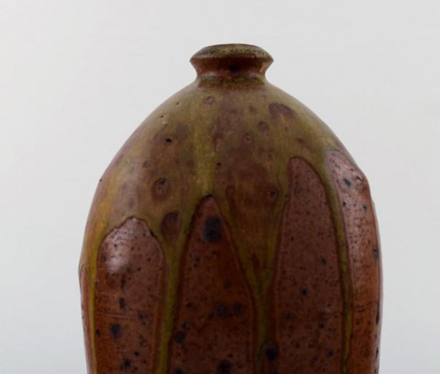 Dorthe Møller, Own Workshop, Ceramic Vase in Rustic Style, Raku Burned In Excellent Condition For Sale In Copenhagen, DK