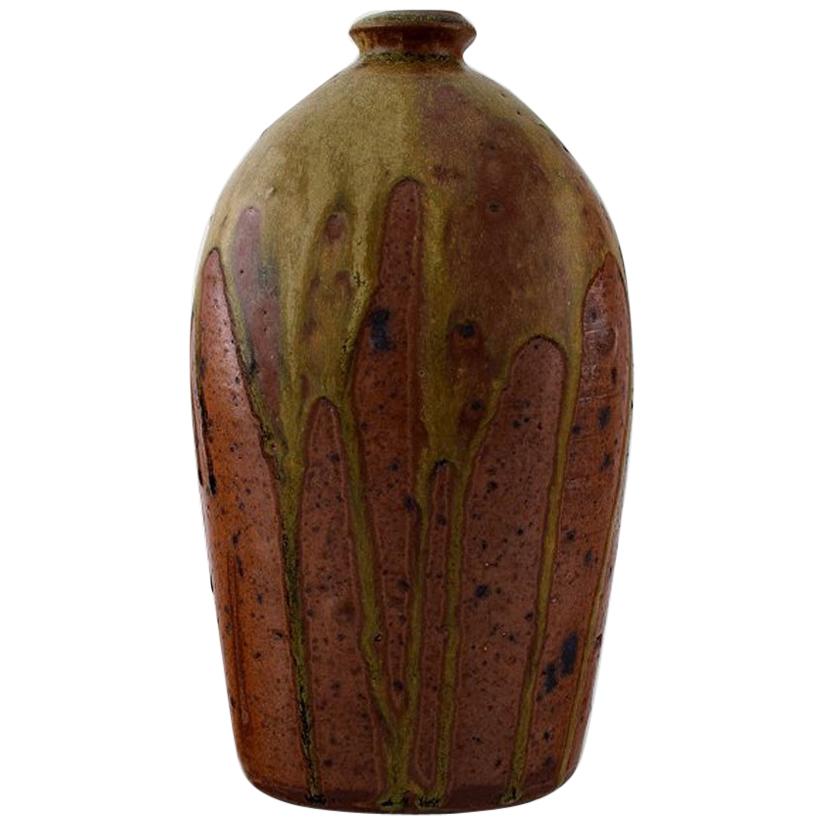 Dorthe Møller, Own Workshop, Ceramic Vase in Rustic Style, Raku Burned For Sale