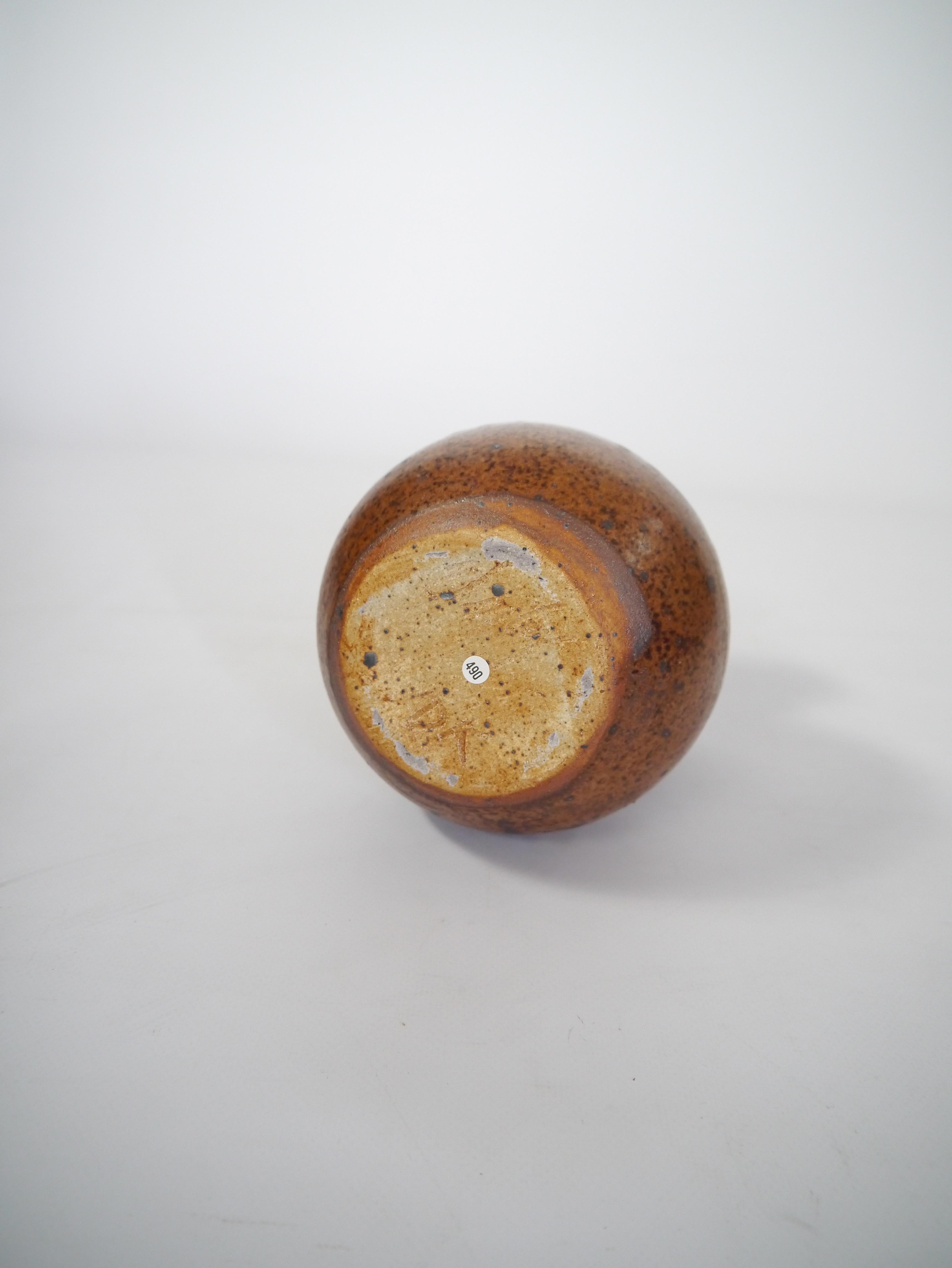 XX secolo Vaso in ceramica Dorthe Visby, smalto marrone Wabi Sabi, Danimarca anni '90 in vendita