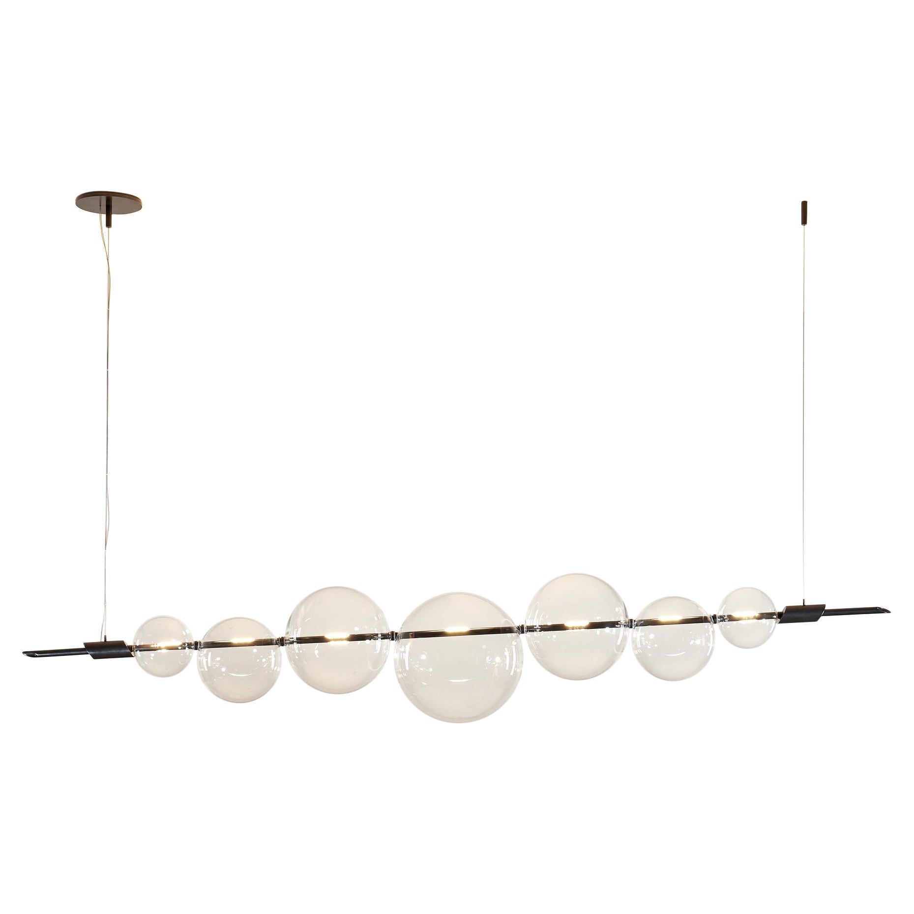 Dòry Negro - Lámpara de araña contemporánea regulable hecha a mano en latón, cristal. LED