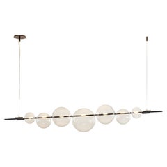 Dòry Negro - Lámpara de araña contemporánea regulable hecha a mano en latón, cristal. LED