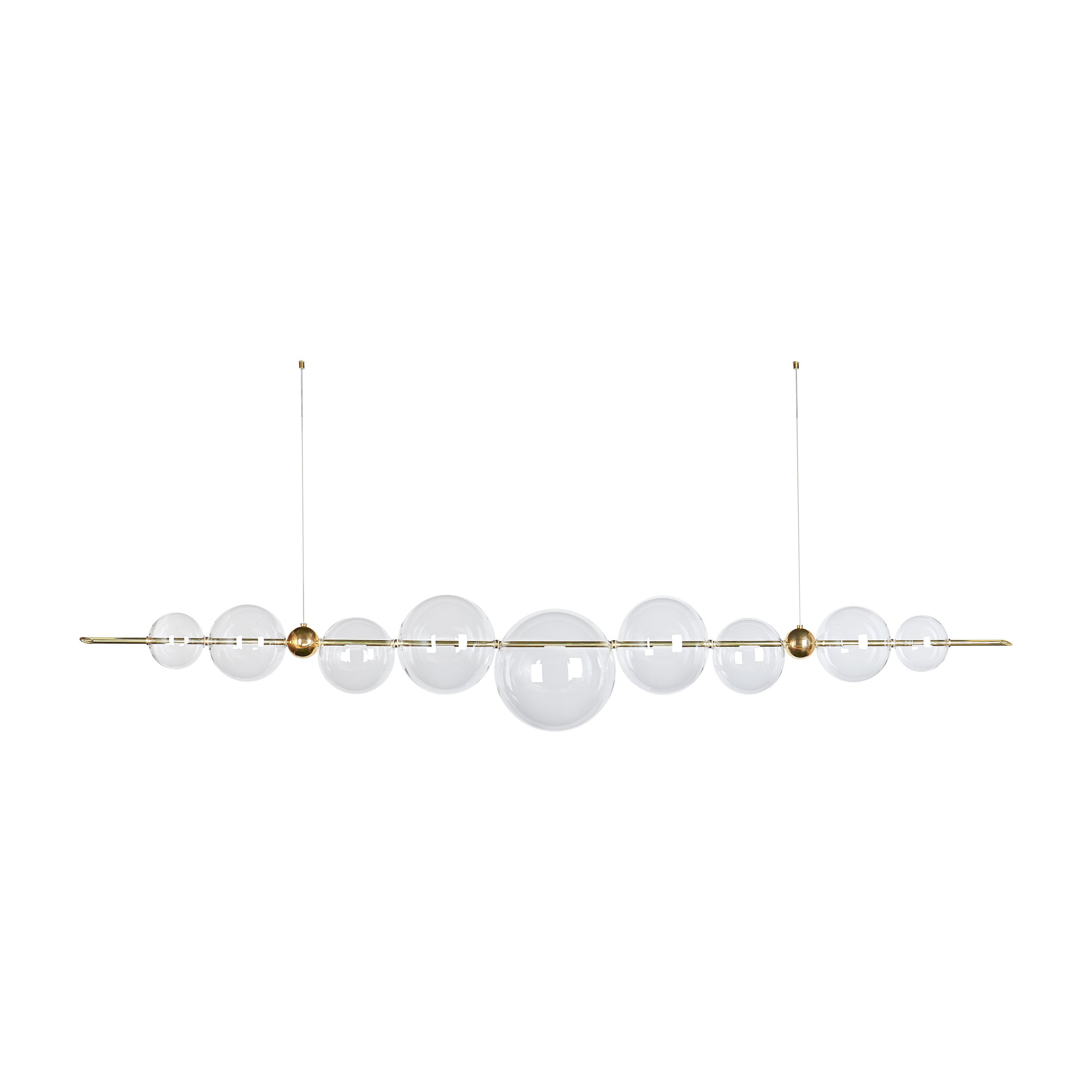 Dòry Kronleuchter Neun Lichter aus Messing, geblasenes Glas, LED-Licht, dimmbar