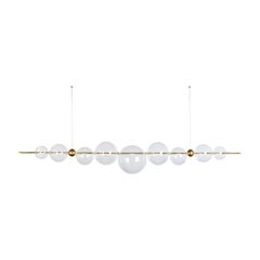 Dòry Chandelier Nine Lights in Brass, Blown Glass, LED Light, Dimmable