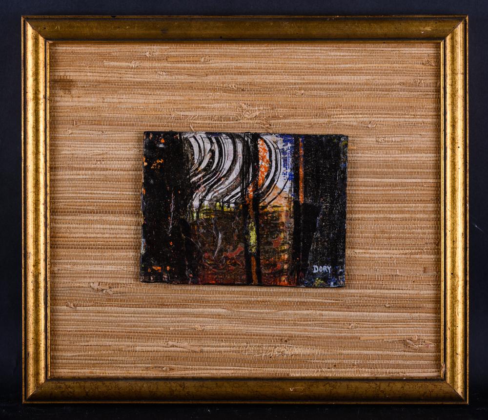  Mezzo: Olio su tavola
 Stile: Astratto
 Dimensioni: 4 1/2"" x 6 1/2""
 Dimensioni telaio: 12" x 14""
 Età: anni '70
 Firma: DORY

 Provenienza: Collection'S da una tenuta nel New Jersey