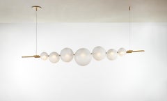 Dòry Satin, Hand-Crafted Brass Chandelier with Murano Glass, dimmable, LED light