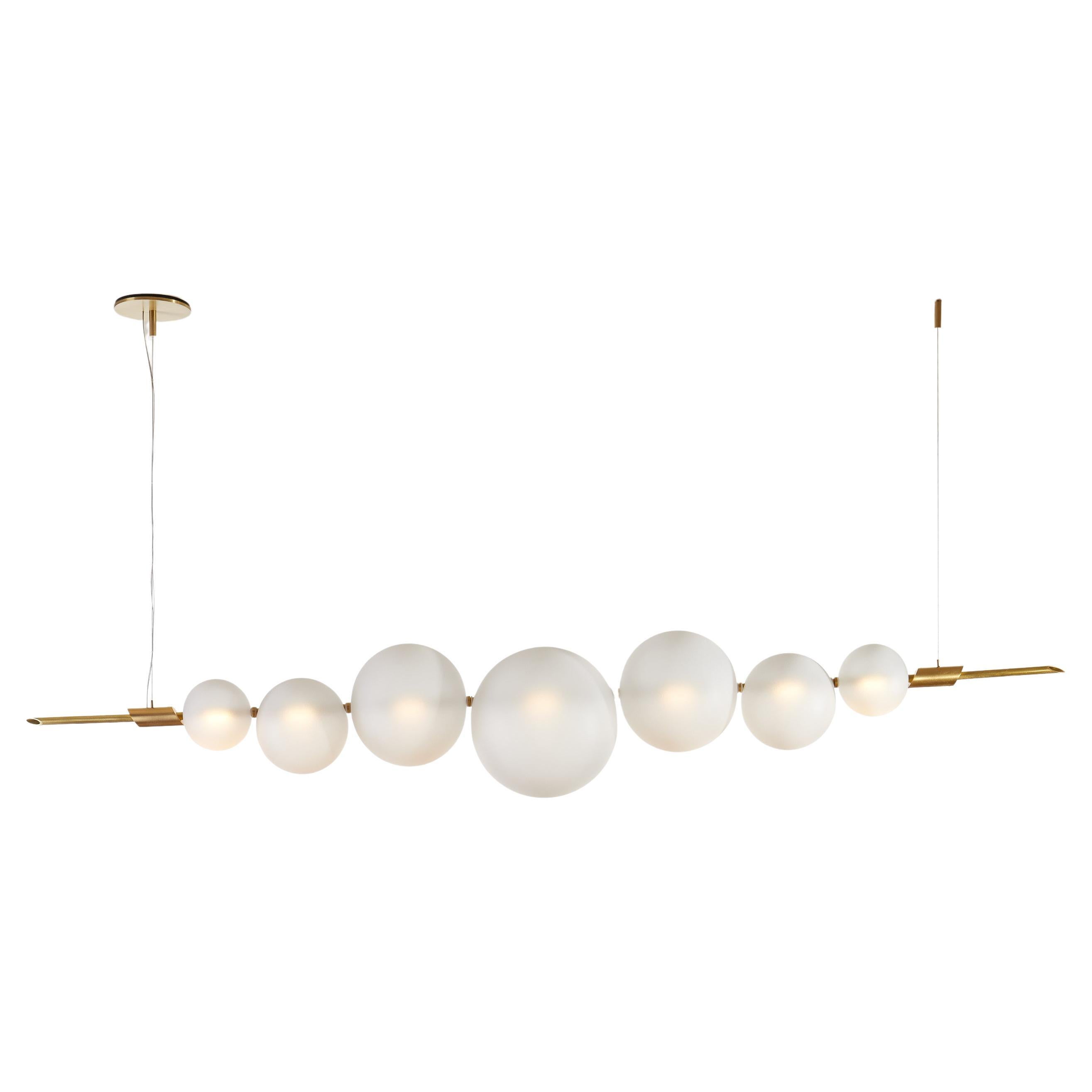 Dòry Satin, Hand-Crafted Brass Chandelier with Murano Glass, dimmable, LED en venta