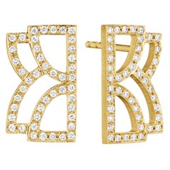 Doryn Wallach Collins Gold and Diamond Stud Earrings