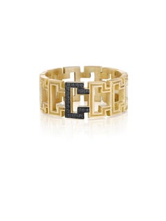 Doryn Wallach Greek Key Diamond and Gold Ring