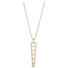 Doryn Wallach White Diamond and Yellow Gold Ladder Pendant Necklace