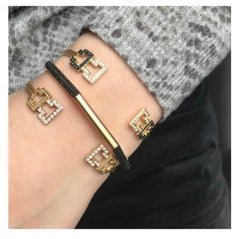 Doryn Wallach White Diamond and Gold Greek Key Bracelet