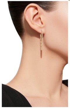 Doryn Wallach White Diamond and Yellow Gold Ladder Hoop Earrings