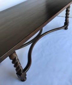 Dos Gallos Custom Barley Twist Dining Table with Curved Stretcher