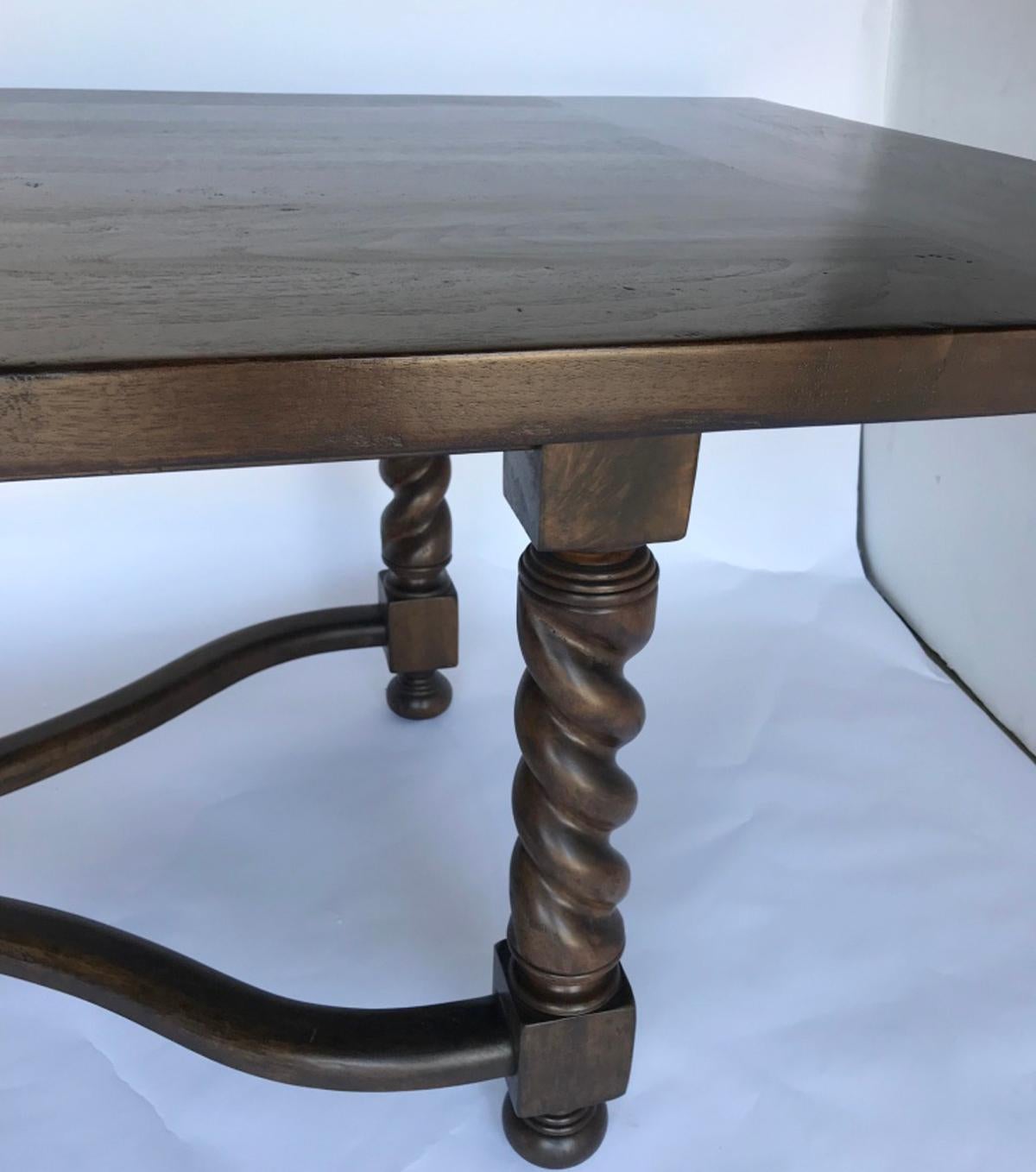 Dos Gallos Custom Barley Twist Dining Table with Curved Stretcher In New Condition In Los Angeles, CA