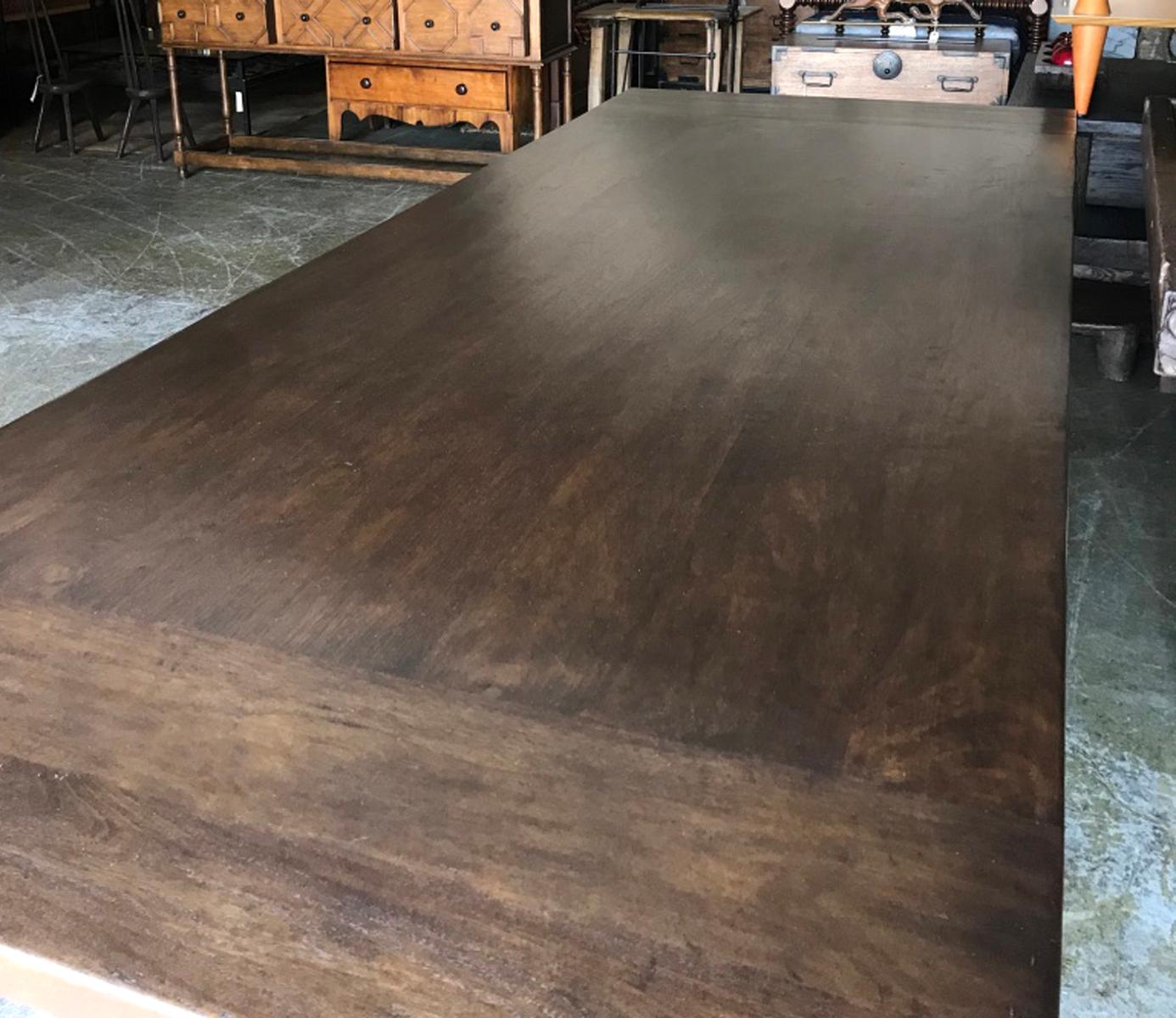 Walnut Dos Gallos Custom Barley Twist Dining Table with Curved Stretcher