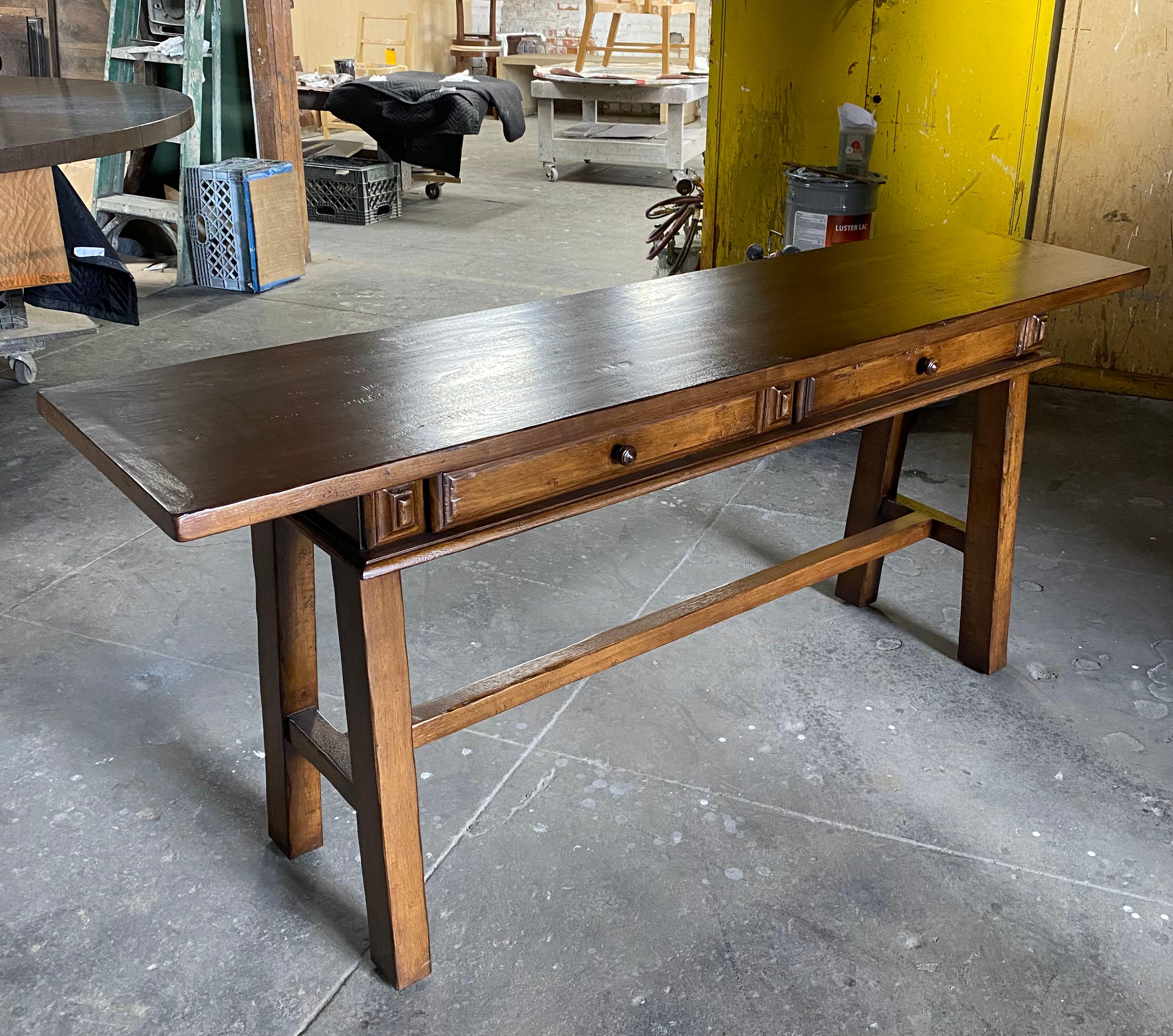 American Dos Gallos Custom Console With Drawers For Sale