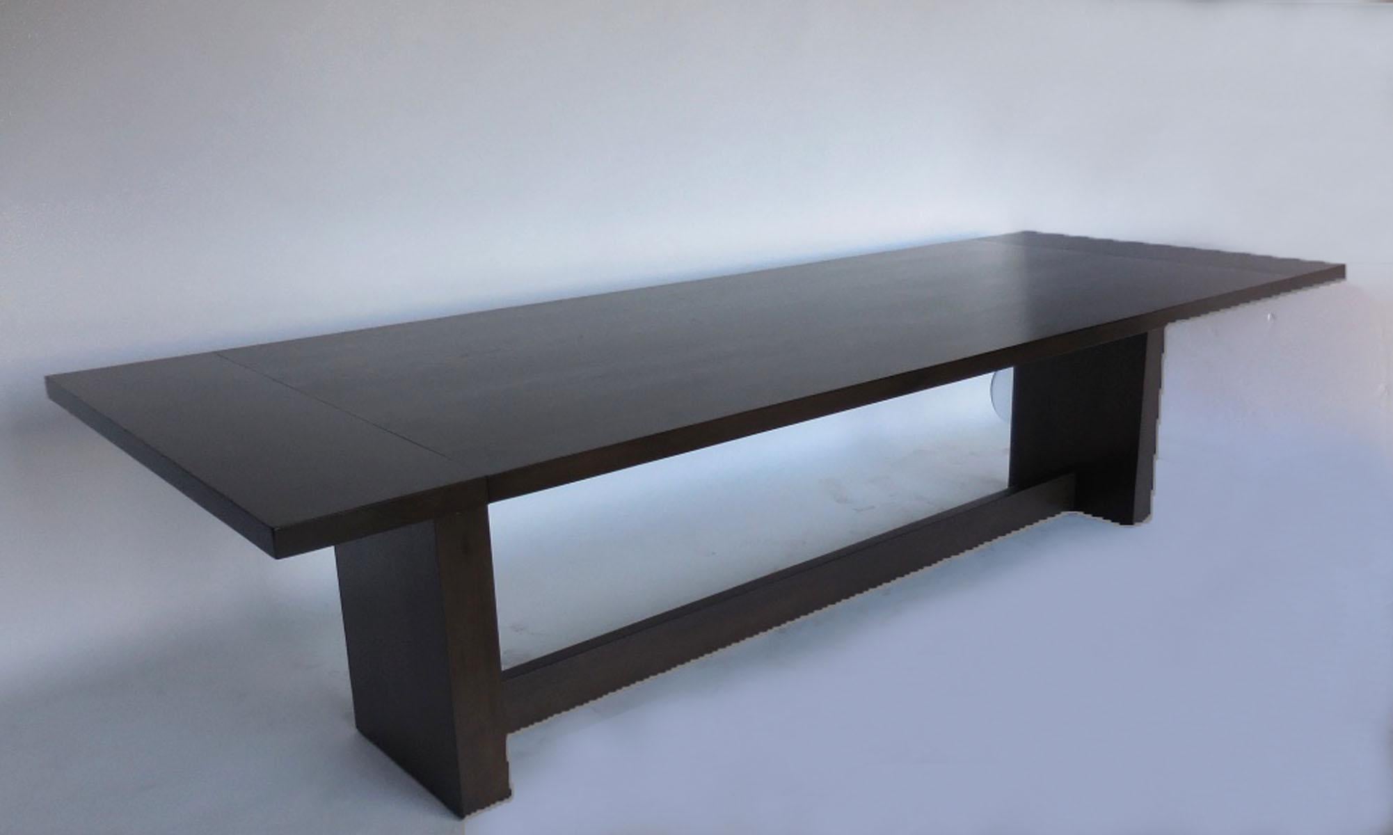American Custom Modern Dining Table with Leaves by Dos Gallos Studio For Sale