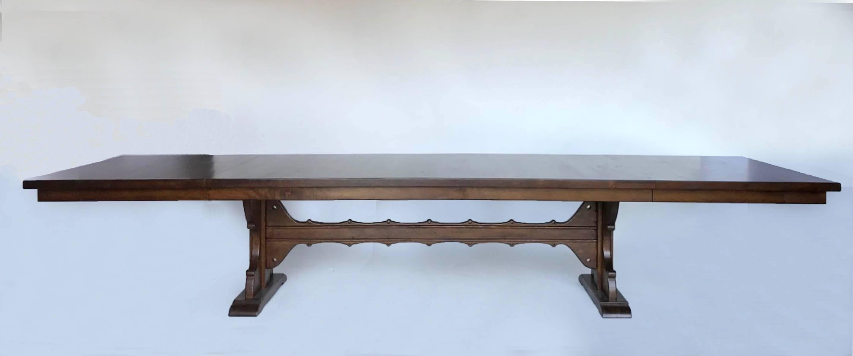 Spanish Colonial Dos Gallos Custom Monastery Table with Leaves For Sale