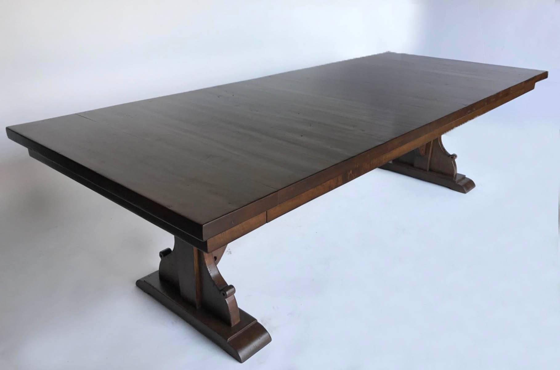 American Dos Gallos Custom Monastery Table with Leaves For Sale
