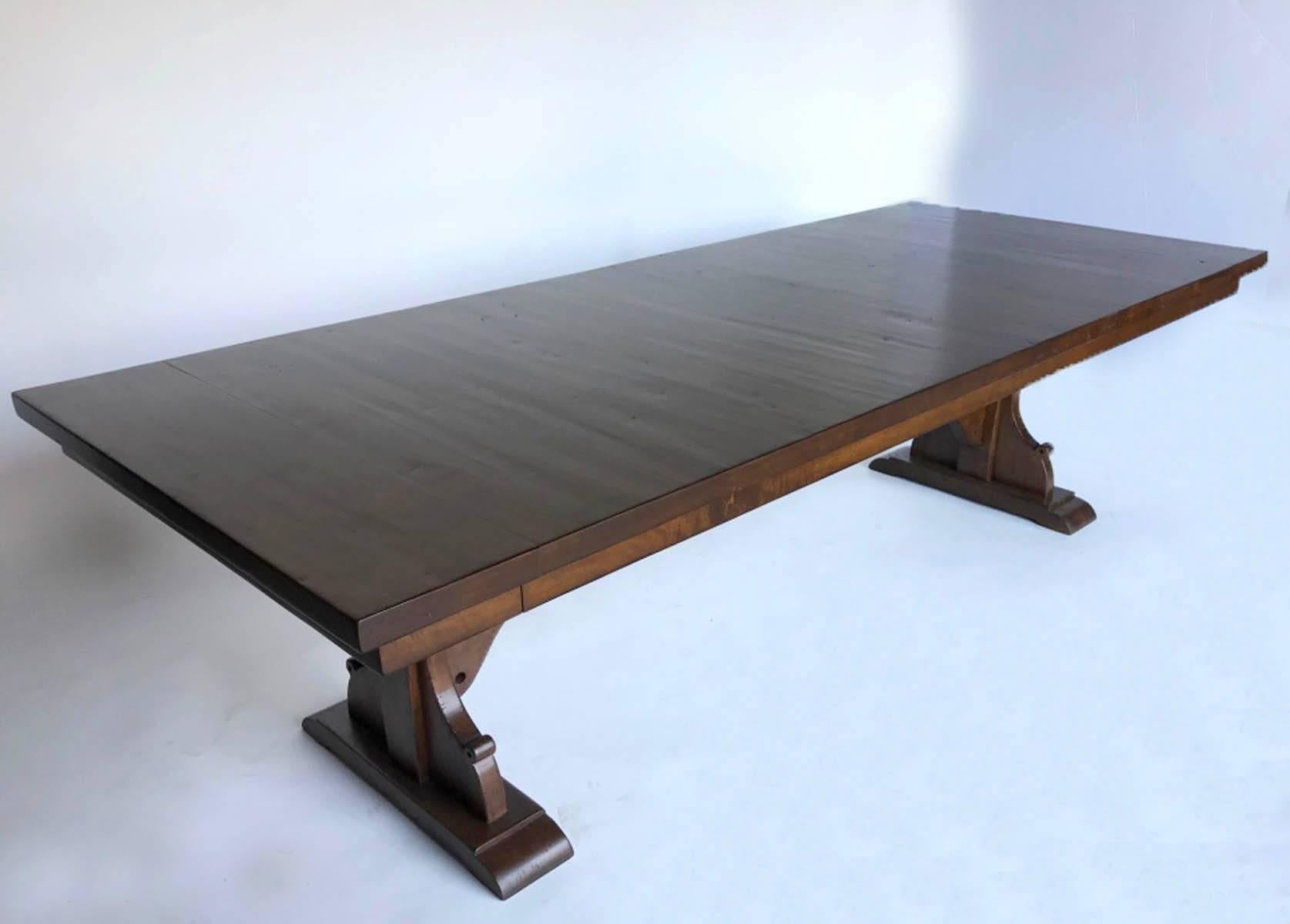 Dos Gallos Custom Monastery Table with Leaves In Excellent Condition For Sale In Los Angeles, CA