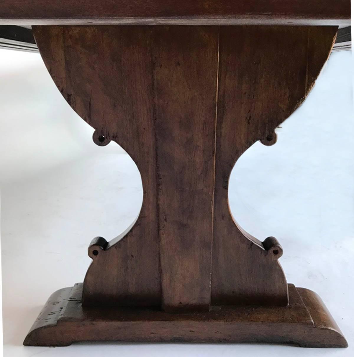 Walnut Dos Gallos Custom Monastery Table with Leaves For Sale