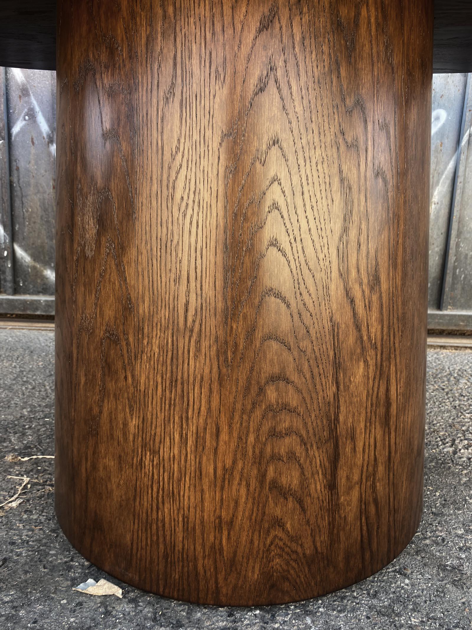 Dos Gallos Custom Oak Oval Top Table With Tapered Base For Sale 5