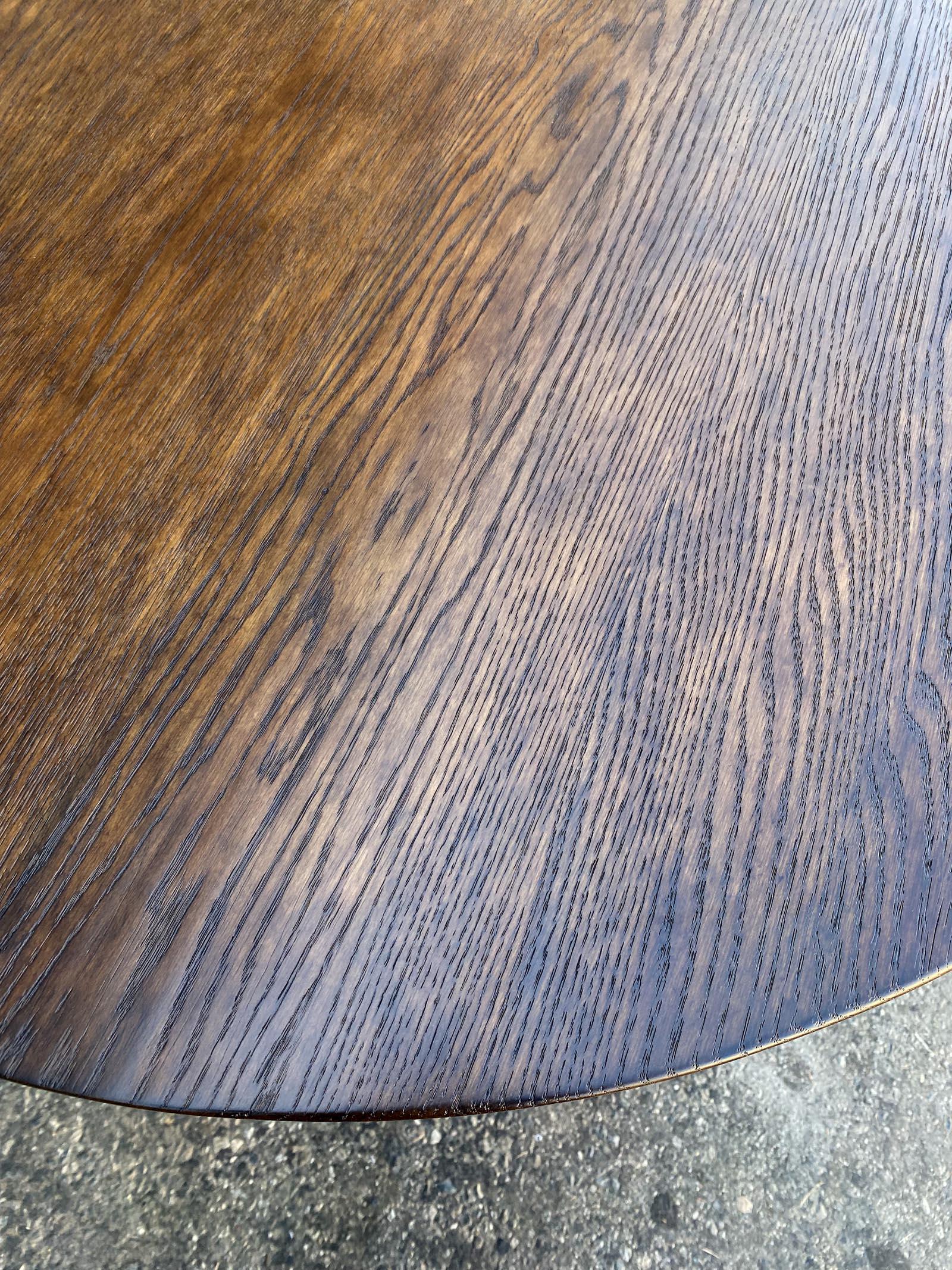 Dos Gallos Custom Oak Oval Top Table With Tapered Base For Sale 9