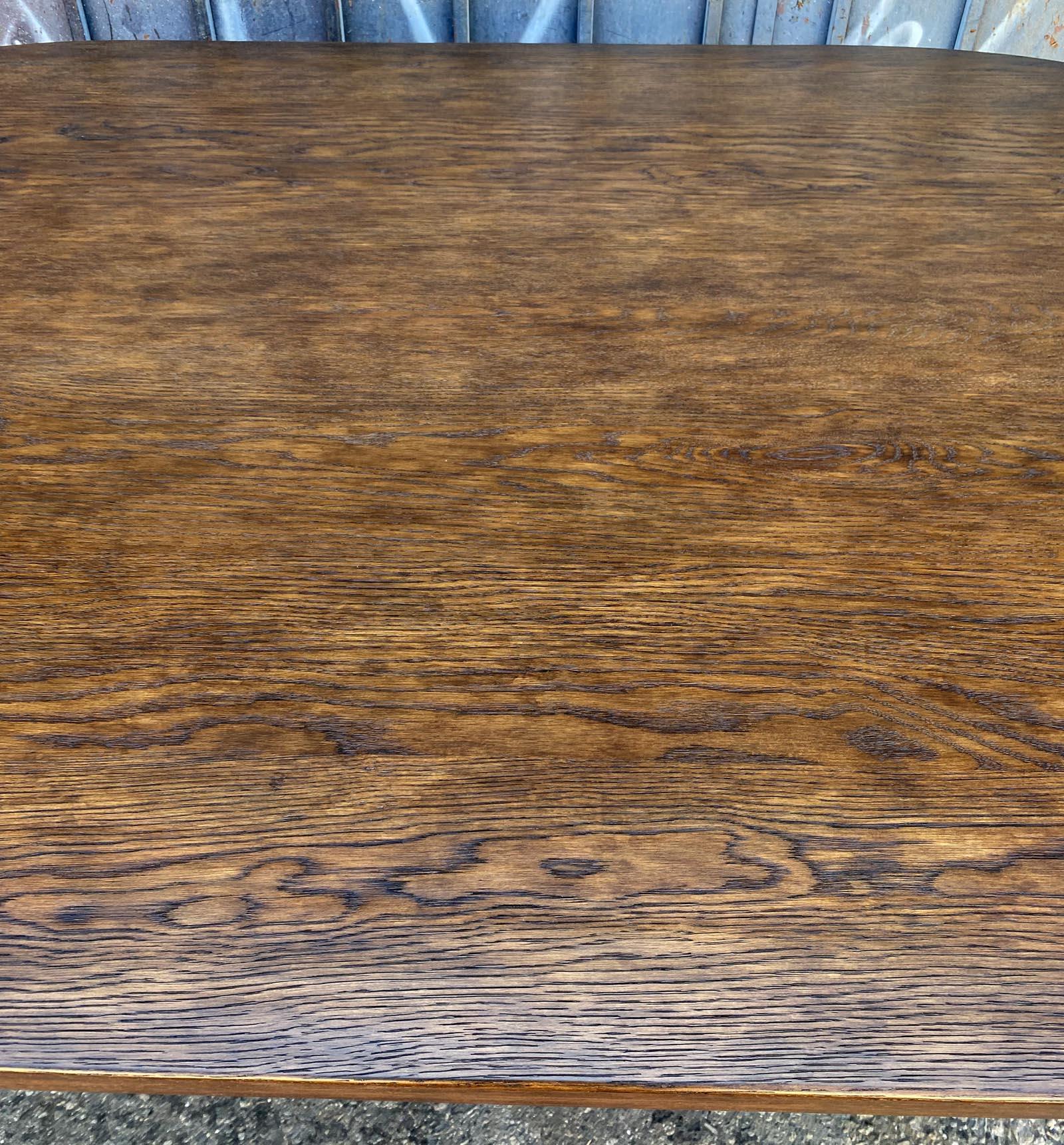 Dos Gallos Custom Oak Oval Top Table With Tapered Base For Sale 10
