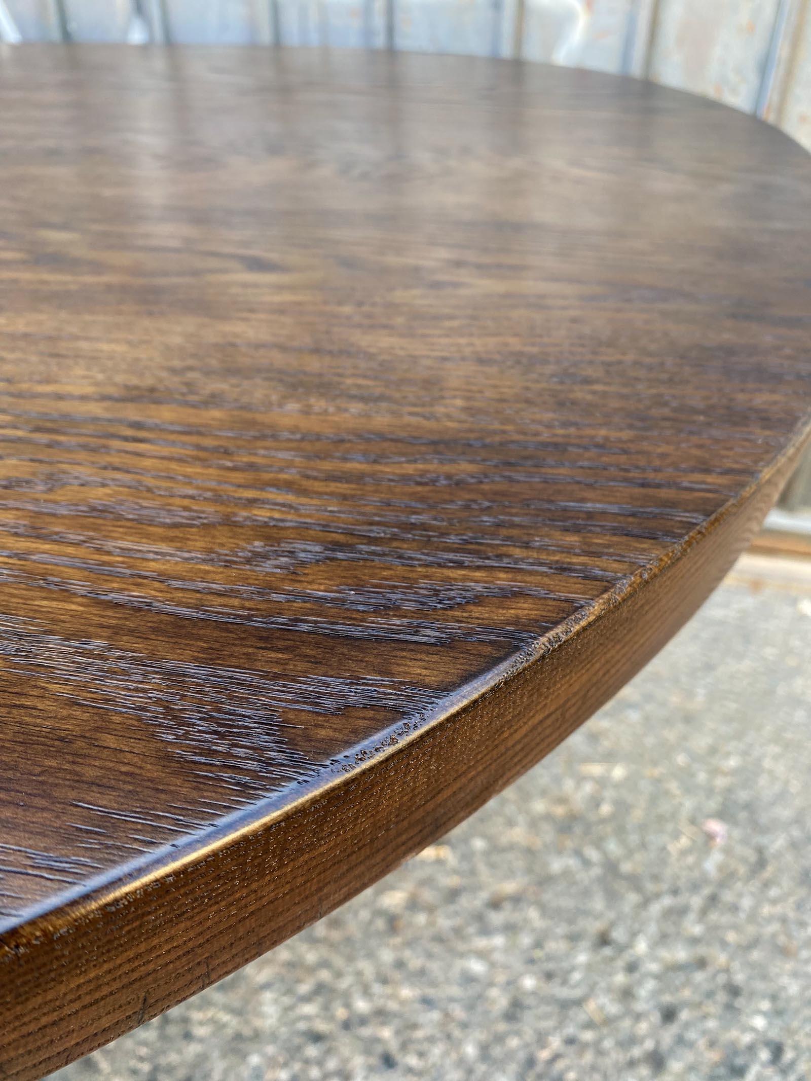 Dos Gallos Custom Oak Oval Top Table With Tapered Base For Sale 1