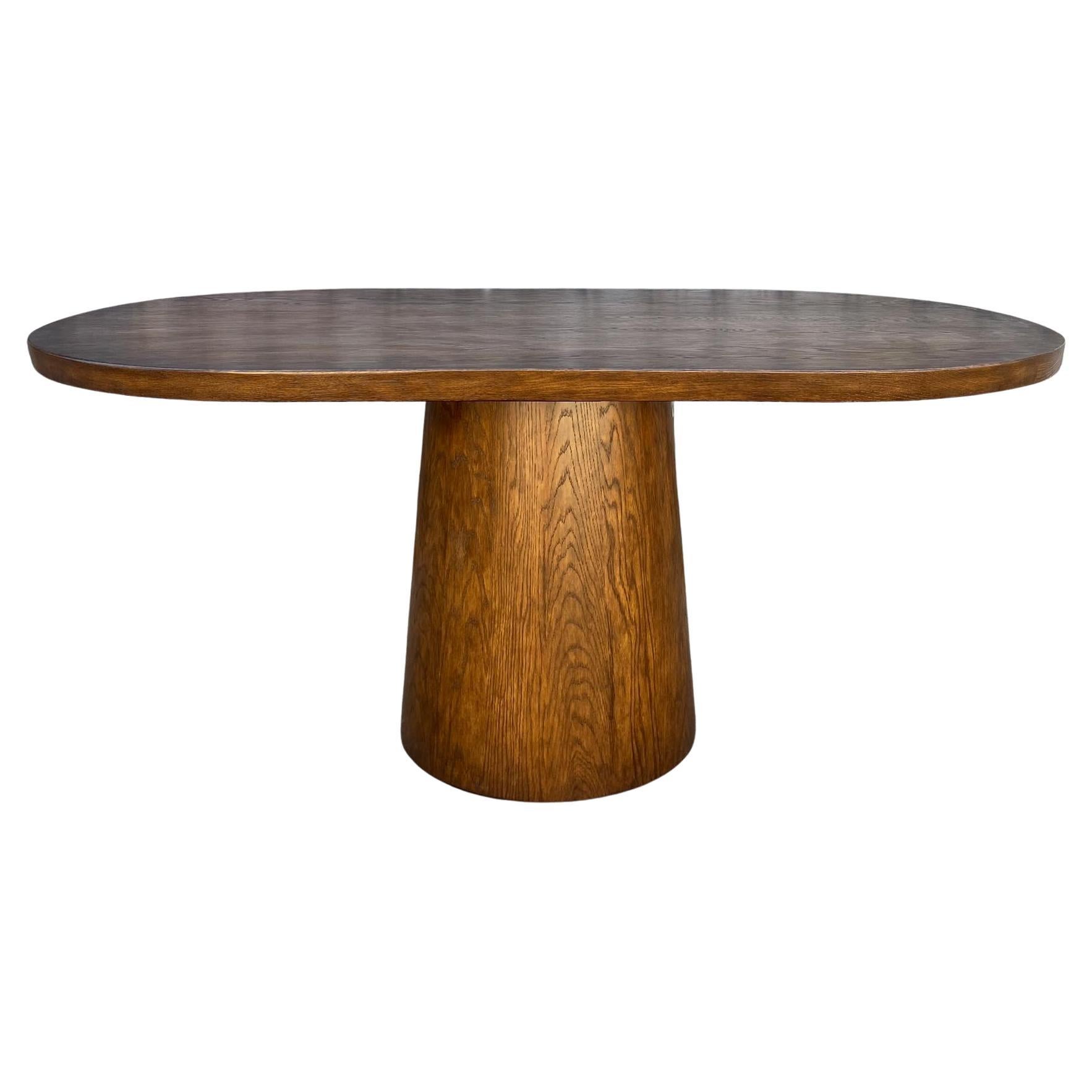 Dos Gallos Custom Oak Oval Top Table With Tapered Base