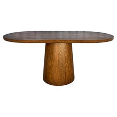 Dos Gallos Custom Oak Oval Top Table With Tapered Base