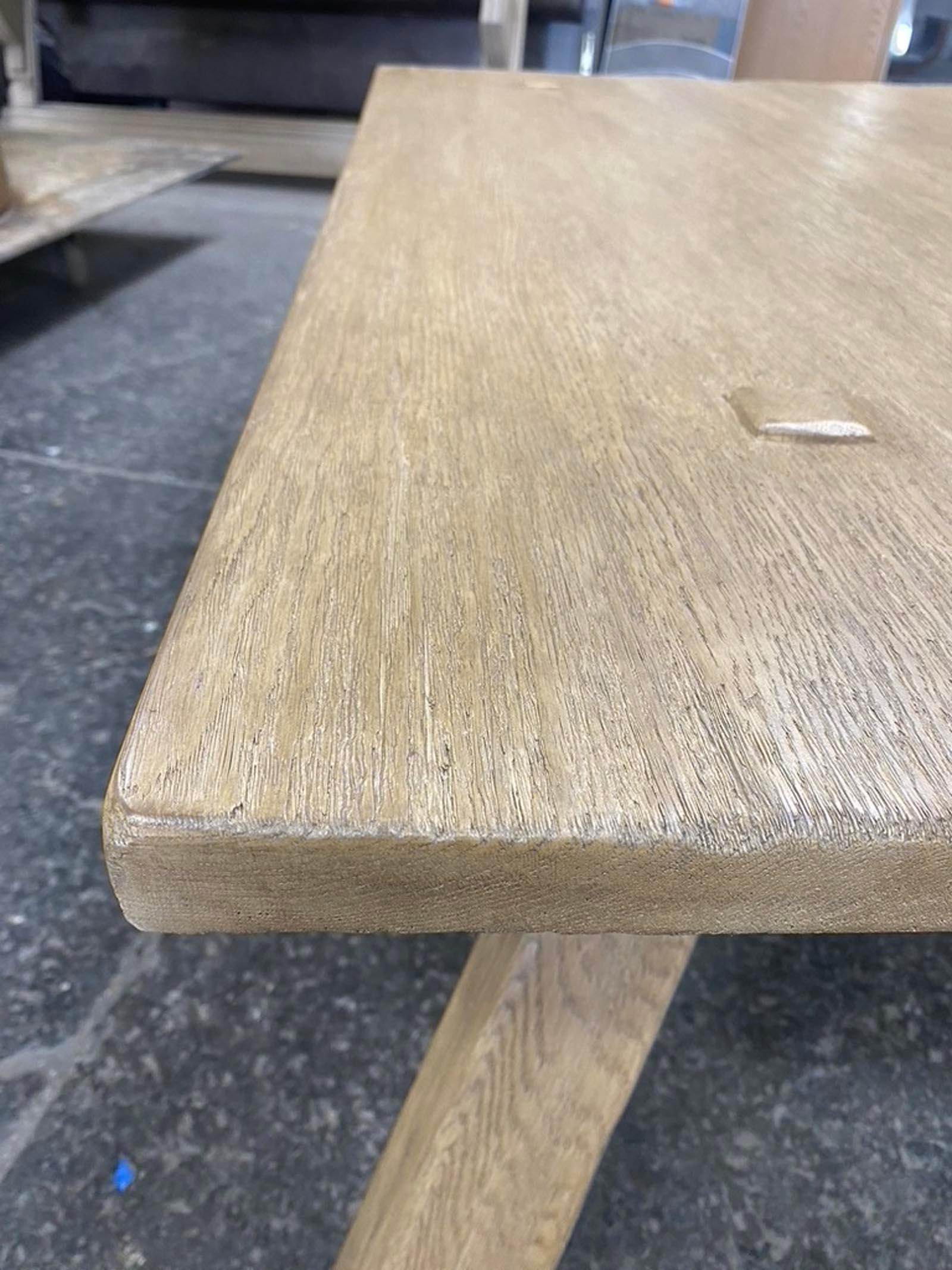 Dos Gallos Custom Rustic Oak Coffee Table with Mortise and Tenon Construction For Sale 7