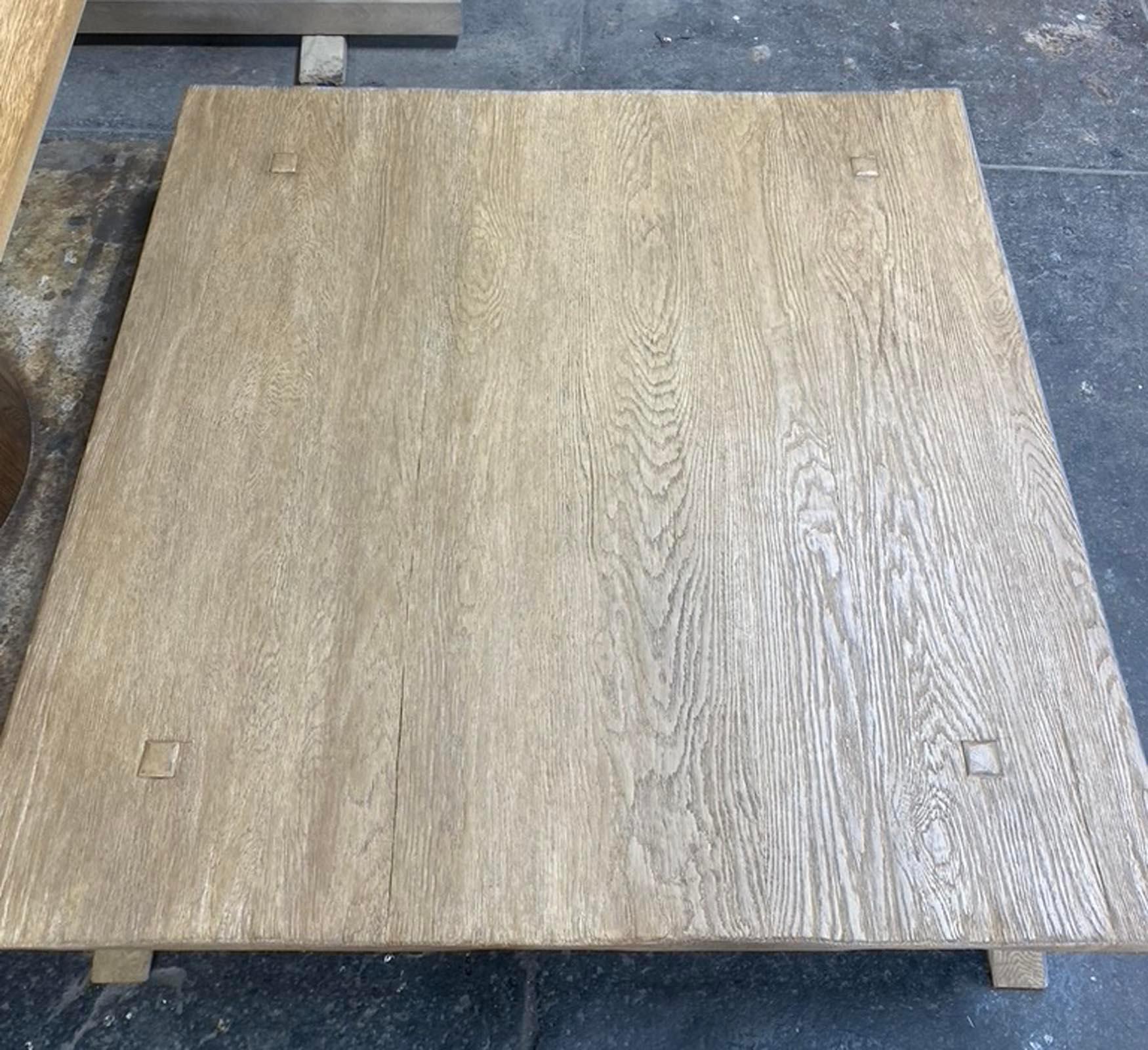 Dos Gallos Custom Rustic Oak Coffee Table with Mortise and Tenon Construction For Sale 8
