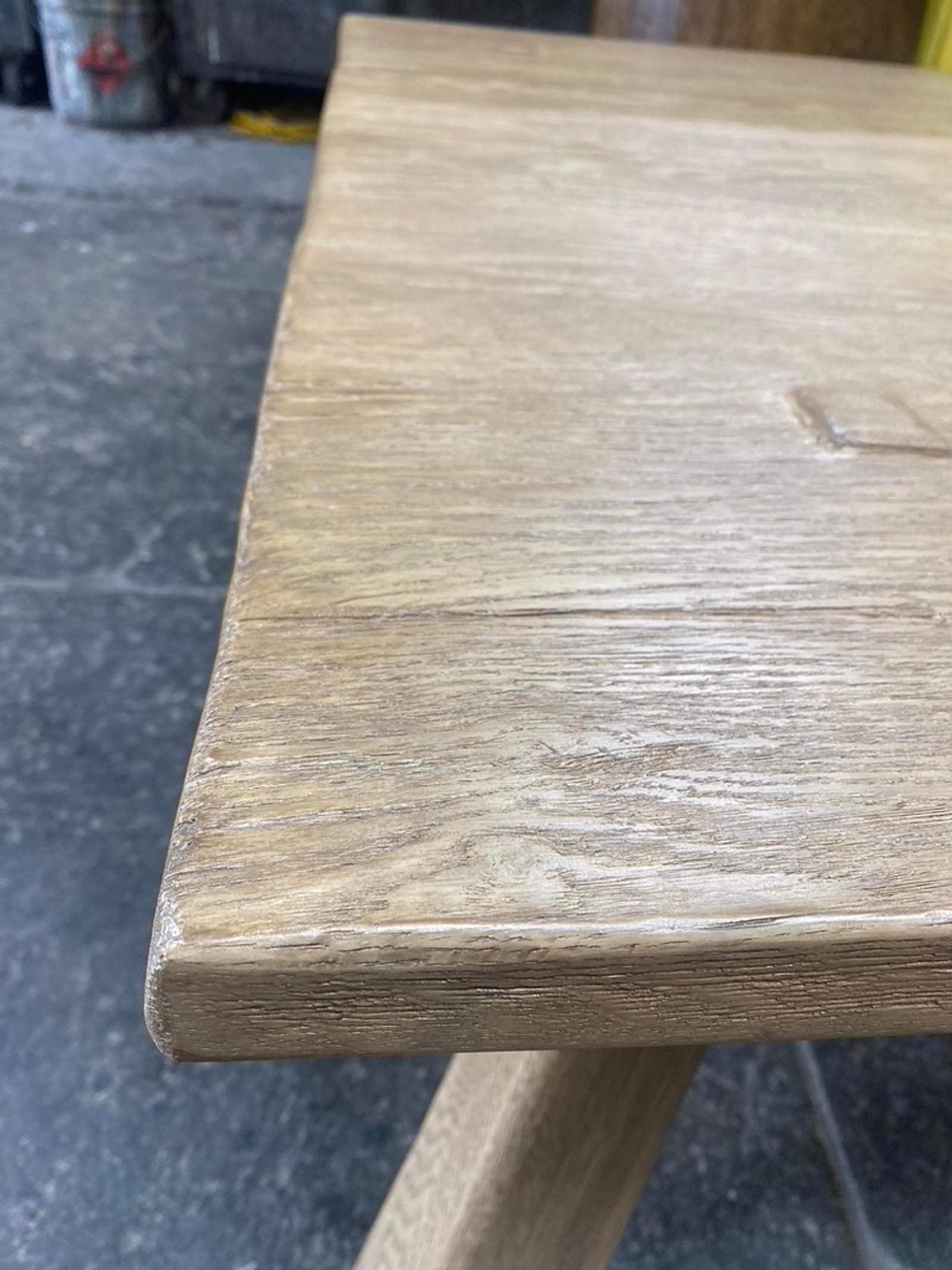 Dos Gallos Custom Rustic Oak Coffee Table with Mortise and Tenon Construction For Sale 1