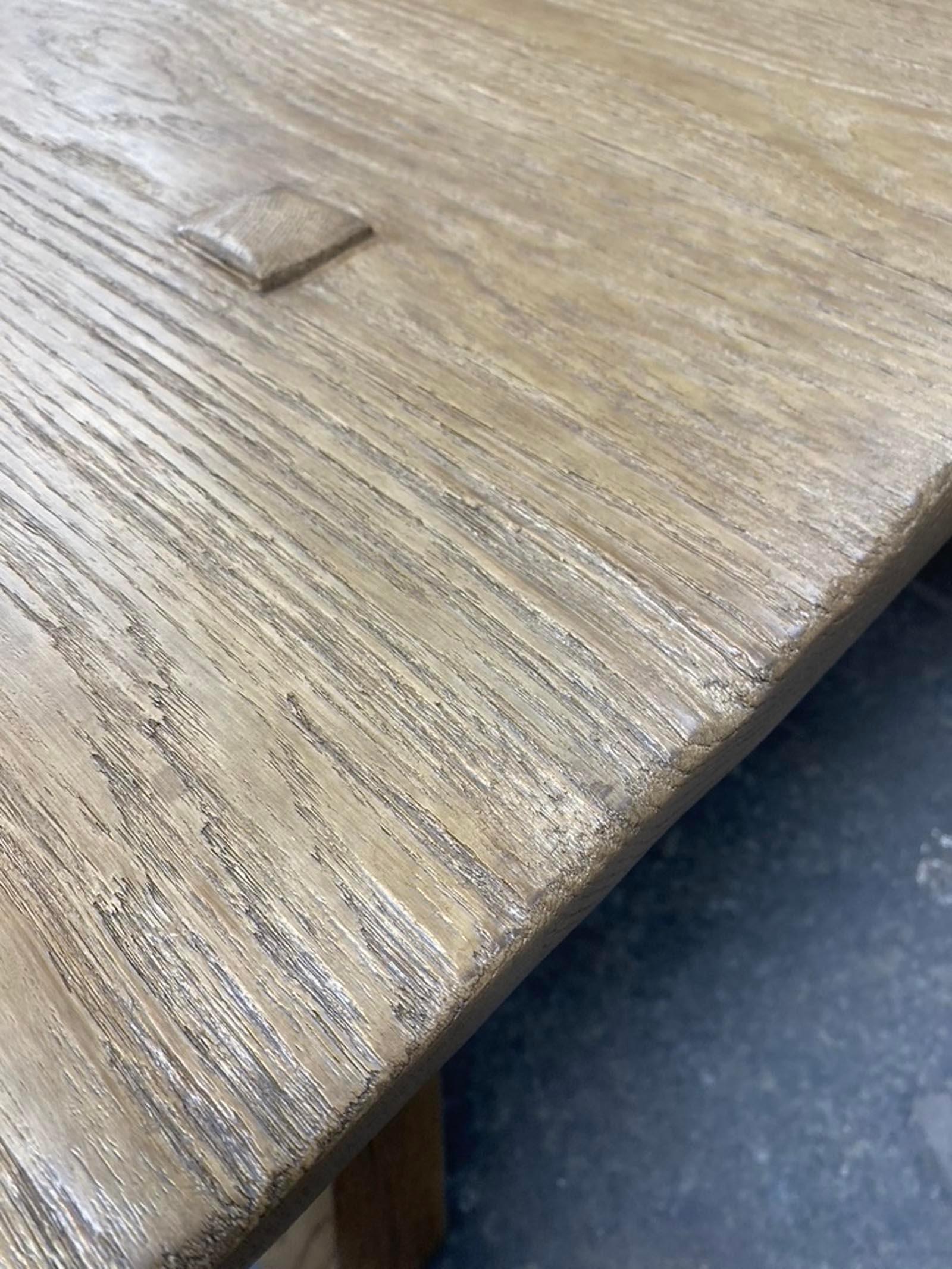 Dos Gallos Custom Rustic Oak Coffee Table with Mortise and Tenon Construction For Sale 2