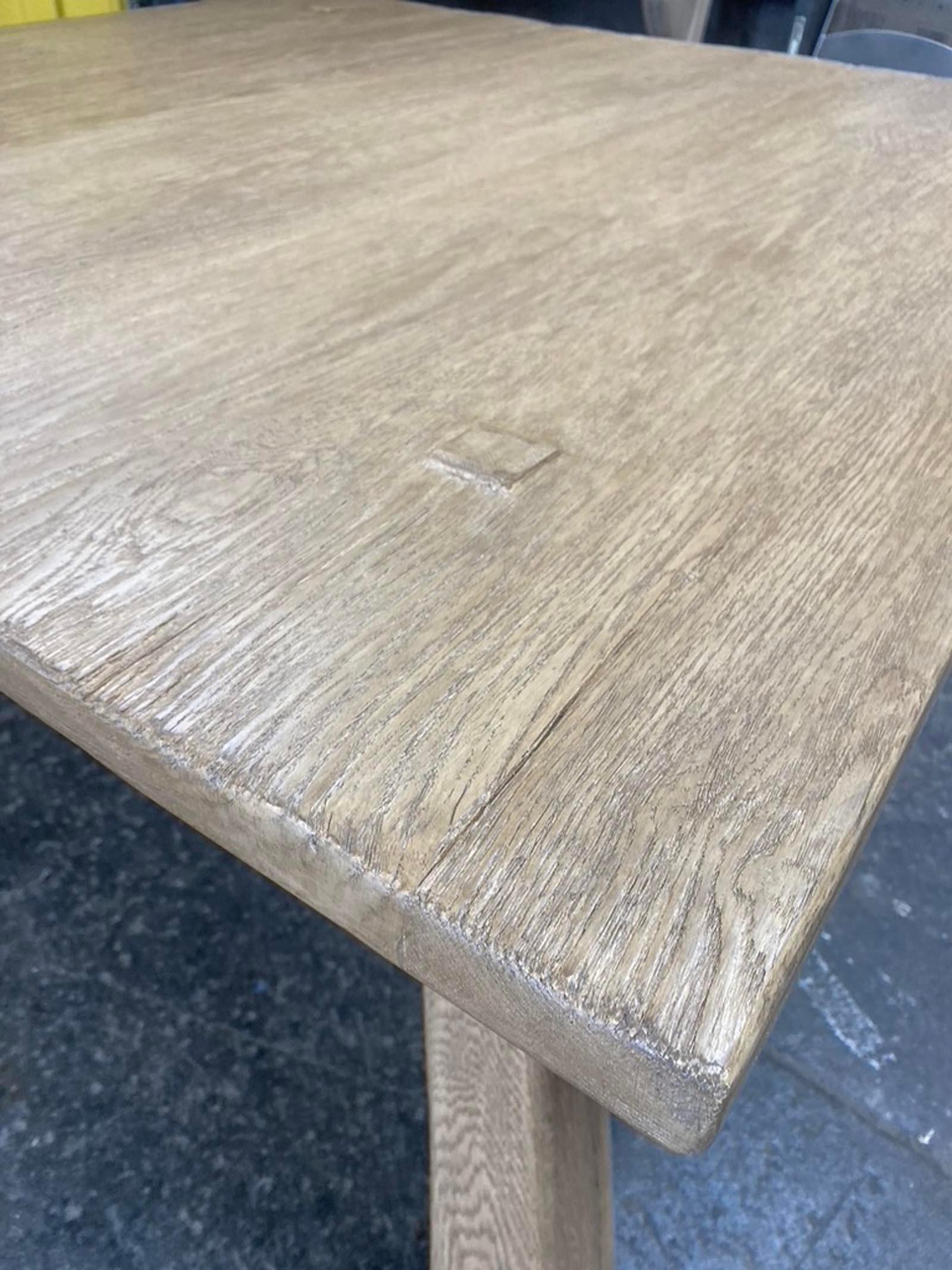 Dos Gallos Custom Rustic Oak Coffee Table with Mortise and Tenon Construction For Sale 3