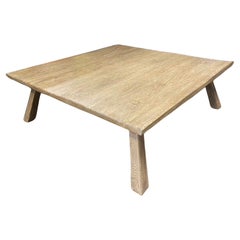 Dos Gallos Custom Rustic Oak Coffee Table with Mortise and Tenon Construction