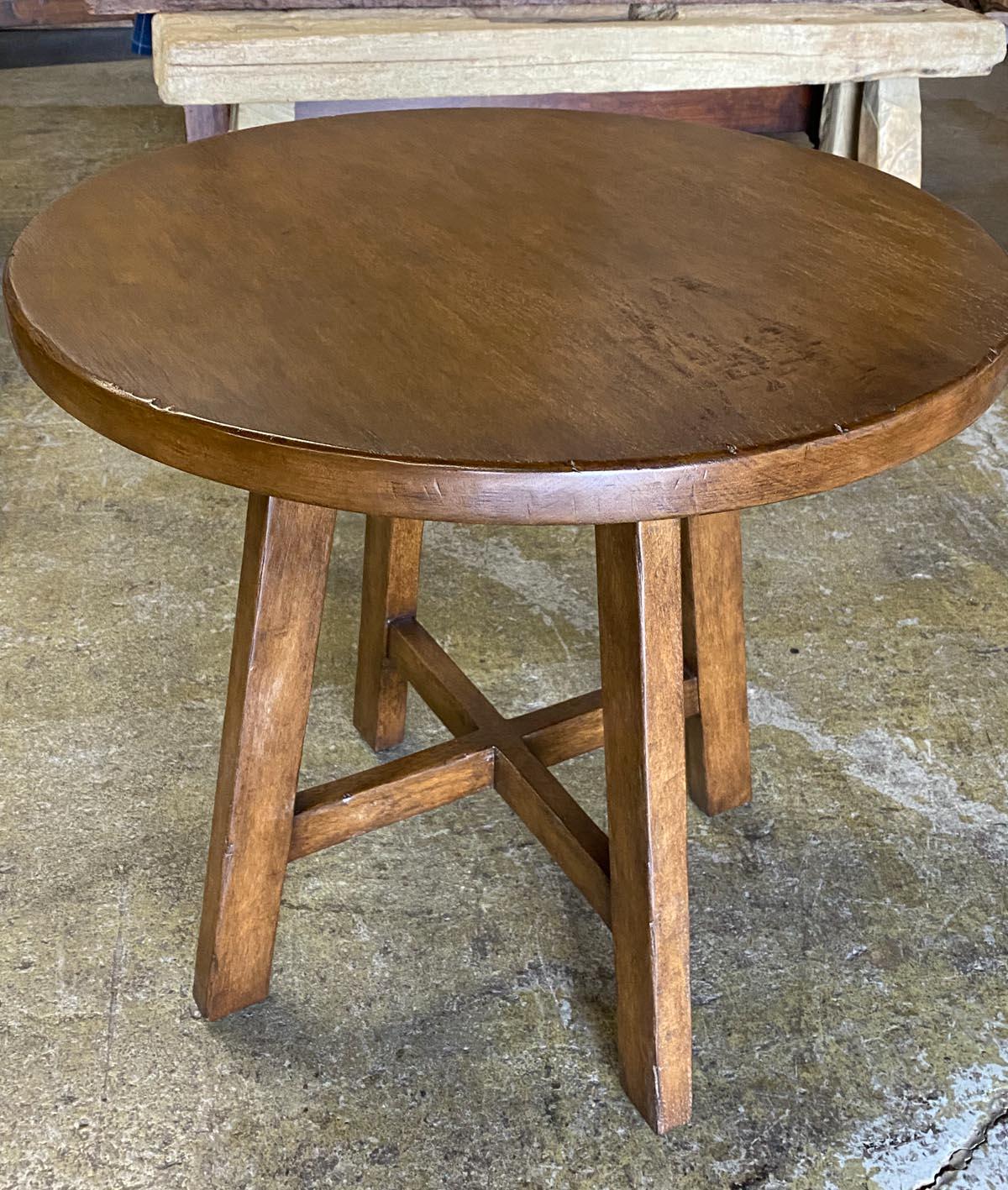 Dos Gallos custom Selma side table. Show here in Walnut with a French Walnut finish and medium distress. Can be made in any size and finish. Lead time is 14 weeks. 
DUE TO FLUCTUATING MATERIAL AND LABOR COSTS, PRICES MAY CHANGE. PLEASE INQUIRY