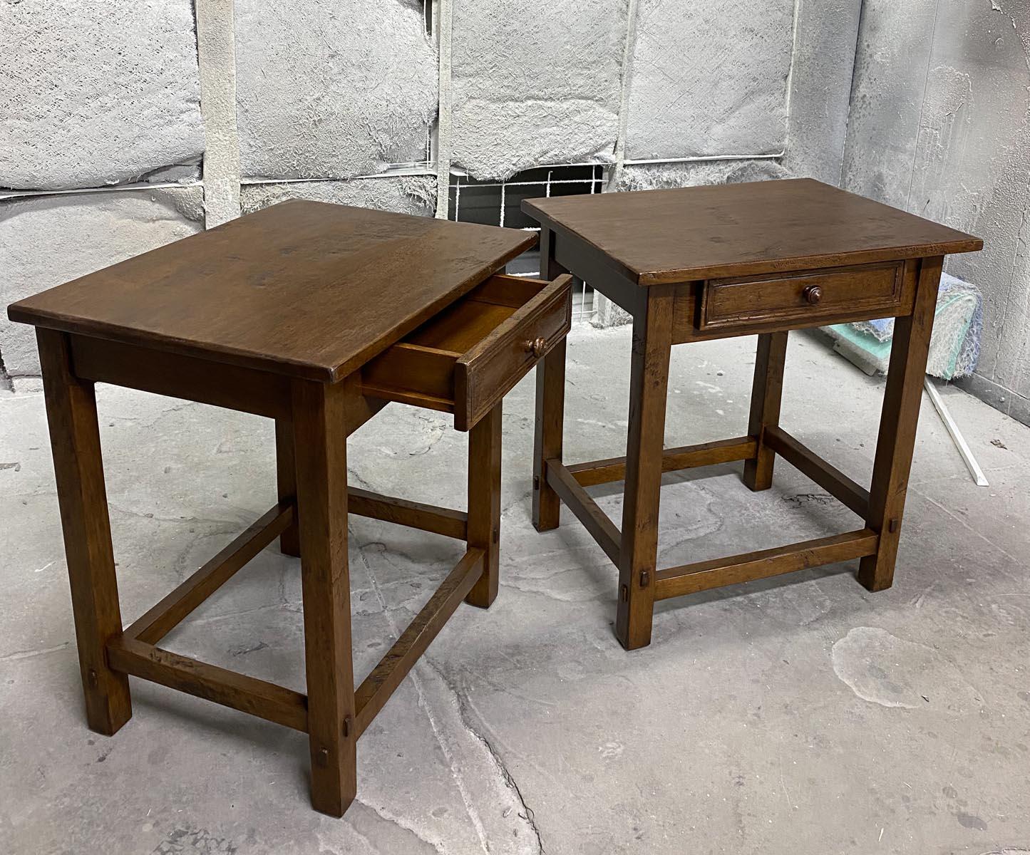 Rustic Dos Gallos Custom Side Tables in Walnut For Sale